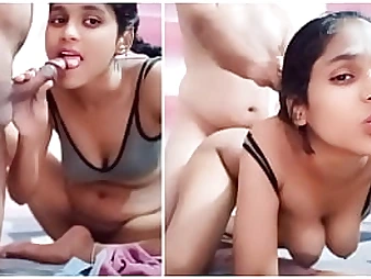 Desi sweetheart Riya Bhabh1 takes a firm pummeling after fellating her neighbor's g-string snake