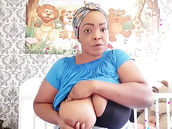 Stepmom Nigerian mom demonstrates off how to milk her thick dark-hued bra-stuffers