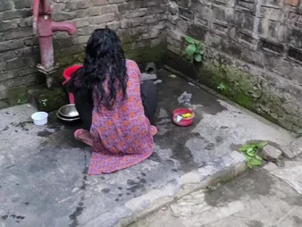 Stepmom gets a hot shower & away from a long chalk everywhere humping prevalent dramatize expunge washroom concerning me away from will not hear of side